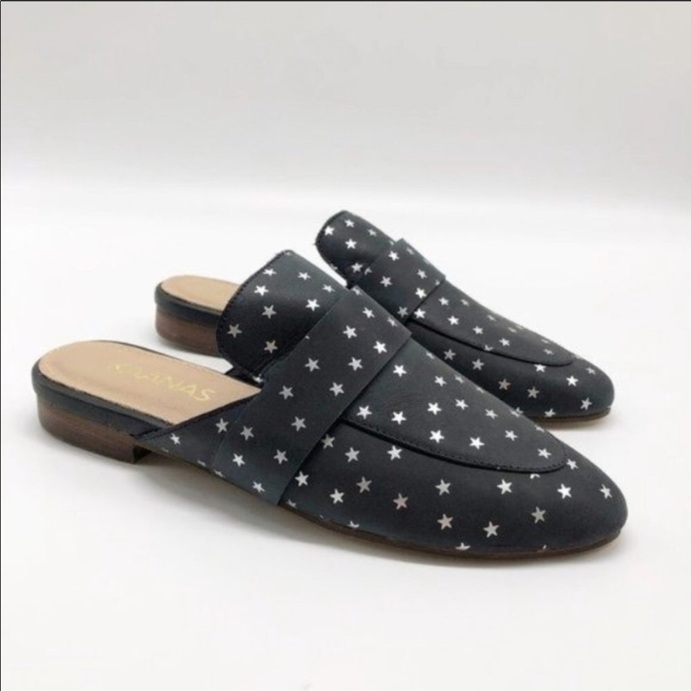 Like-New KAANAS Milan Black Star Mule, Size 8.5/9